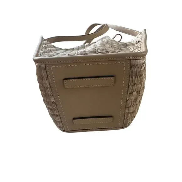 Cult Gaia Small Sadie Raffia Tote Bag with Leather Trim Retail $448 NWT - Picture 7 of 8